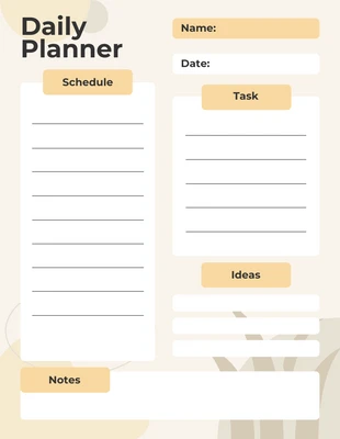 Free  Template: Nude Colour Aesthetic Daily Planner Template