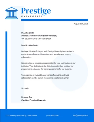 Free  Template: Simple Blue University Letterhead