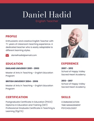 Free  Template: Simple Resume Format For Teacher Job Template