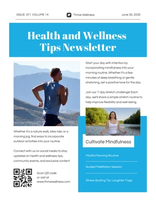 business  Template: Health And Wellness Tips Newsletter Template