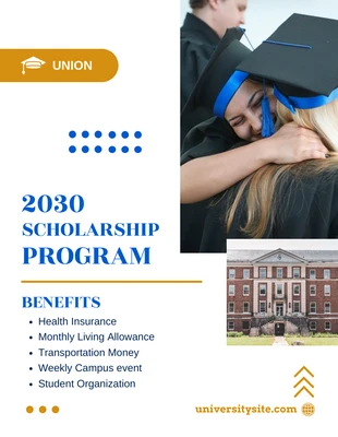 Free  Template: Cerulean Blue White Scholarship Program Flyer Template