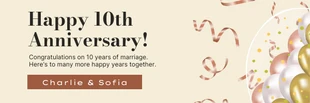 Free  Template: Cream Happy Anniversary Email Banner