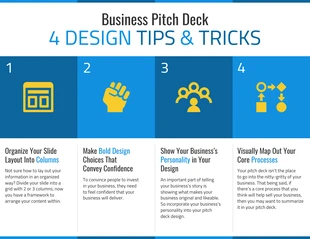 premium  Template: 4 Design Tips for Pitch Decks List Infographic Template