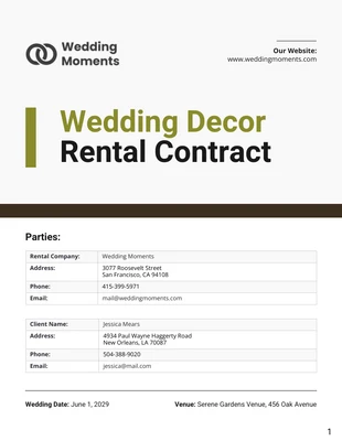 business  Template: Wedding Decor Rental Contract Template