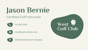 Free  Template: Green and Beige Simple Golf Business Card