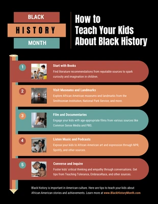 Free  Template: Teach Kids About Black History Month Infographic Template