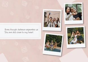 Free  Template: Peach Polaroid Photo Thinking Of You Card