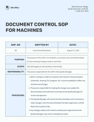 Free  Template: Standard Operating Procedure Format Document Template