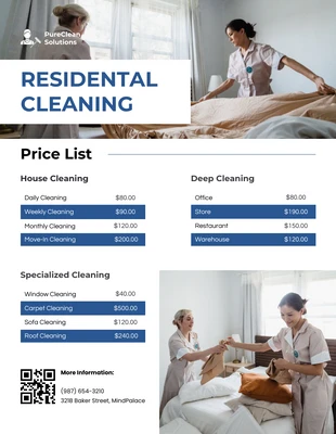 premium  Template: House Cleaning Price List Template