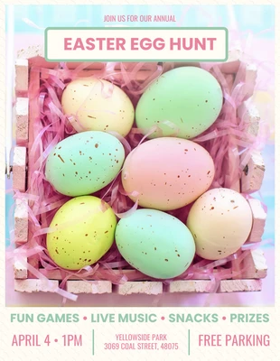 Free  Template: Pastel Easter Egg Hunt Flyer Template