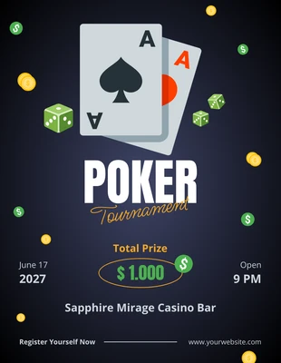 Free  Template: Professional Poker Tournament Flyer Template