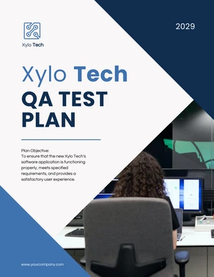 Free  Template: White Blue Test Plan Template