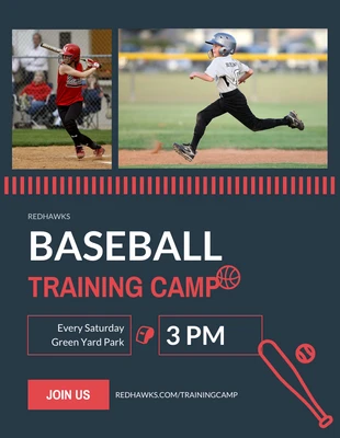 Free  Template: Red And Blue Baseball Training Camp Poster Template