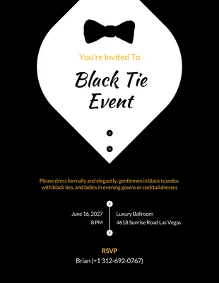 Free  Template: Simple Elegant Black Tie Invitation