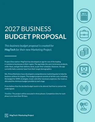 premium  Template: Blue Marketing Budget Proposal Template