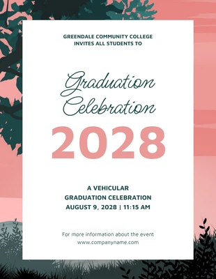 Free  Template: Calm Pastel and White Graduation Vehicular Celebration Invitation