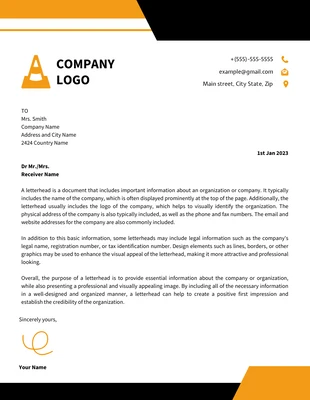 Free  Template: Black And Orange Minimalist Creative Letterhead Template