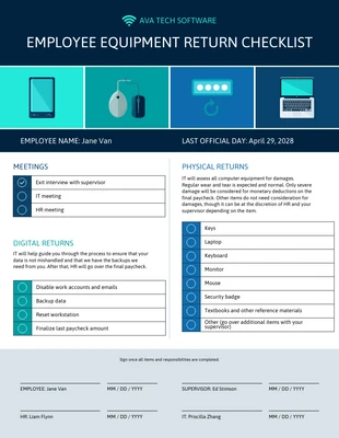 premium interactive Template: Return Of Company Property Checklist Template