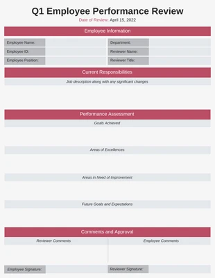 premium  Template: Minimalist Q1 Employee Performance Review Template