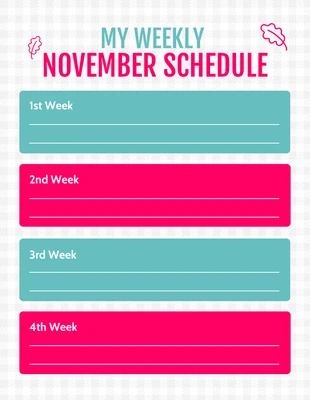 Free  Template: White Minimalist My Weekly November Schedule Template