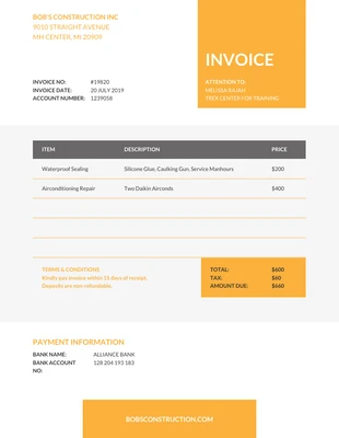 Free  Template: Bright Business Invoice Template