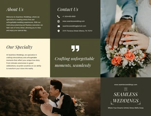 Free  Template: Dark Brown Wedding Tri Fold Brochure Template