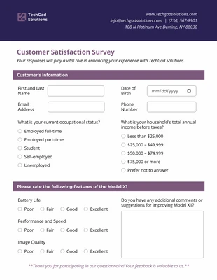 business  Template: Port Gore Custom Satisfaction Questionnaire Form Template