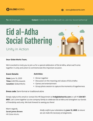 Free  Template: Eid al-Adha Social Gathering Email Newsletter Template