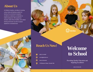 premium  Template: Orange Purple School Tri-fold Brochure Template