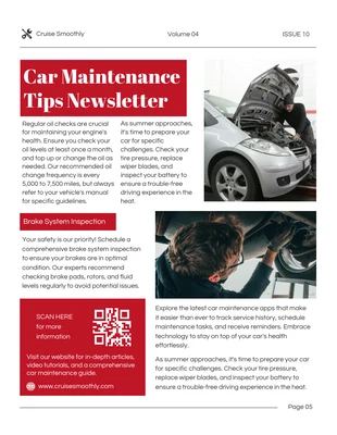 business  Template: Car Maintenance Tips Newsletter Template