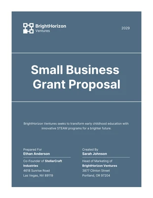 Free  Template: Minimalist Small Business Grant Proposal Template