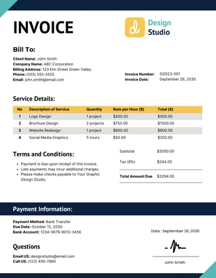 premium  Template: Simple Graphic Design Invoice Template