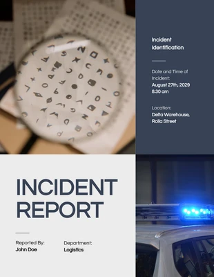 Free  Template: Blue White Incident Report Template