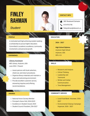 Free  Template: Shaped Scholarship Resume CV Template