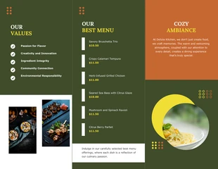 Dark Green Minimalist Restaurant Tri-fold Brochure - Page 2