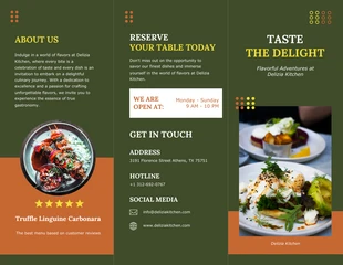 premium  Template: Green Restaurant Kitchen Tri-fold Brochure Template