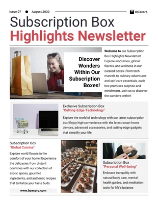 business  Template: Subscription Box Newsletter Template