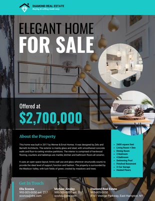 Free  Template: Elegant Home for Sale Flyer Template