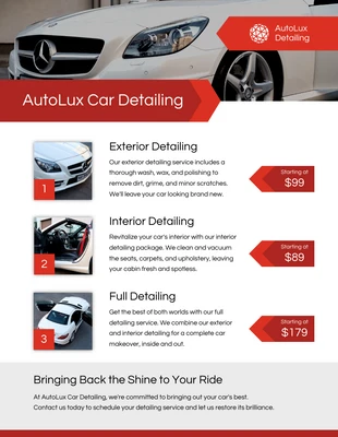 business  Template: Red White Car Detailing Price List Template