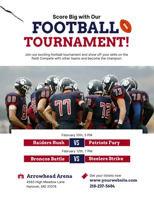 Free  Template: Dark Blue and Red Football Tournament Poster