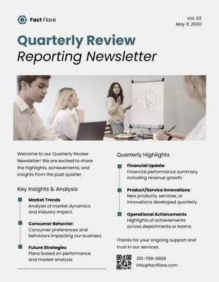 business  Template: Quarterly Review Reporting Newsletter Template