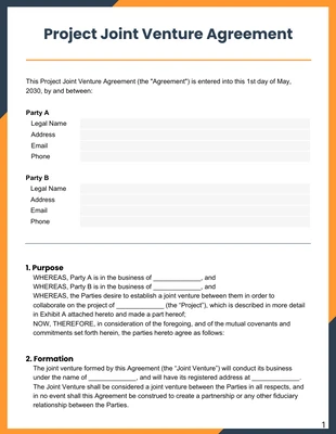 premium  Template: Carrot Orange Project Joint Venture Agreement Template