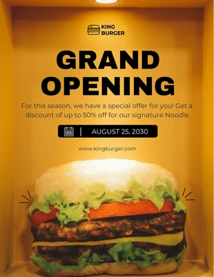 Free  Template: Burger Restaurant Grand Opening Flyer Template