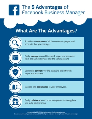 premium  Template: 5 Advantages of Facebook List Infographic Template