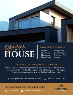 Free  Template: Luxury Open House for Sale Flyer Template