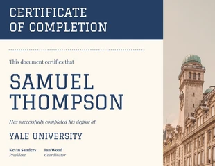 Free  Template: Navy University Certificate of Completion Template