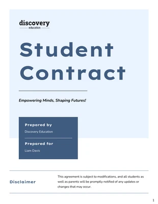 Free  Template: Student Contract Template