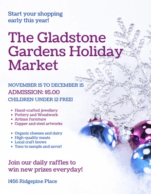 Free  Template: Gardens Holiday Market Flyer Template