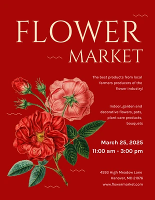 Free  Template: Red Modern Retro Luxury Flower Market Floral Poster