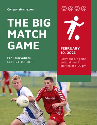 Free  Template: Big Soccer Match Game Flyer Template